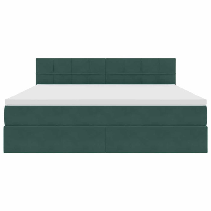 Pat cu storage cu saltea Verde închis 180 x 200 cm Catifea - WALTI WALTI