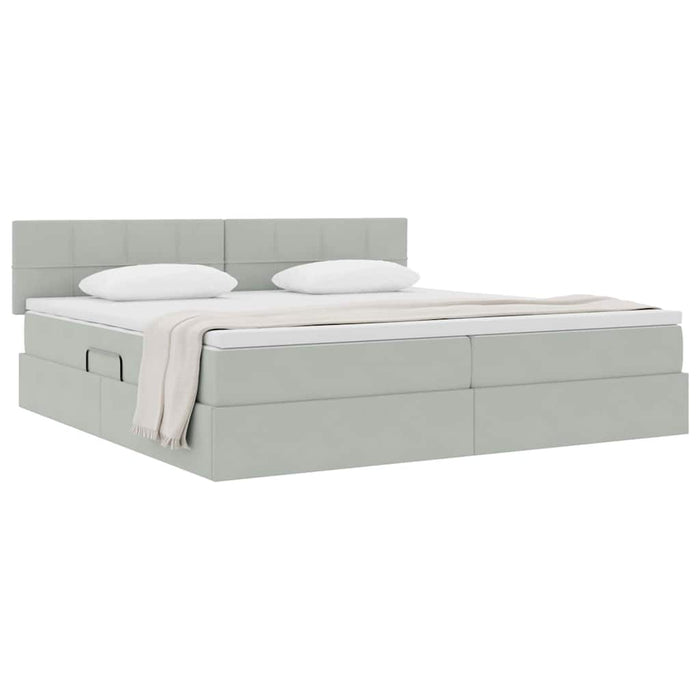 Pat cu storage cu saltea Gri deschis 200 x 200 cm Catifea - WALTI WALTI