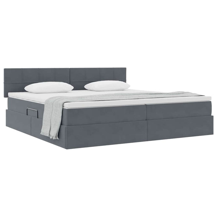 Pat cu storage cu saltea Gri închis 200 x 200 cm Catifea - WALTI WALTI