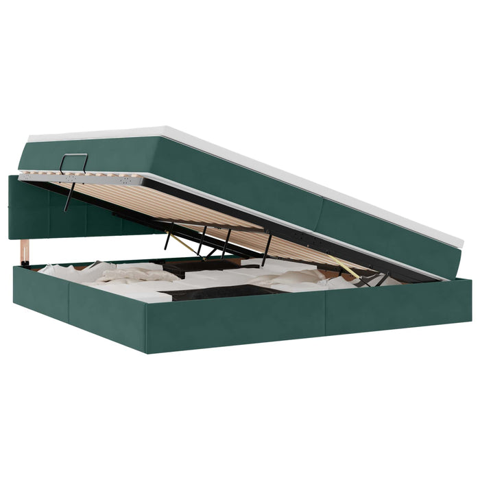 Pat cu storage cu saltea Verde închis 200 x 200 cm Catifea - WALTI WALTI