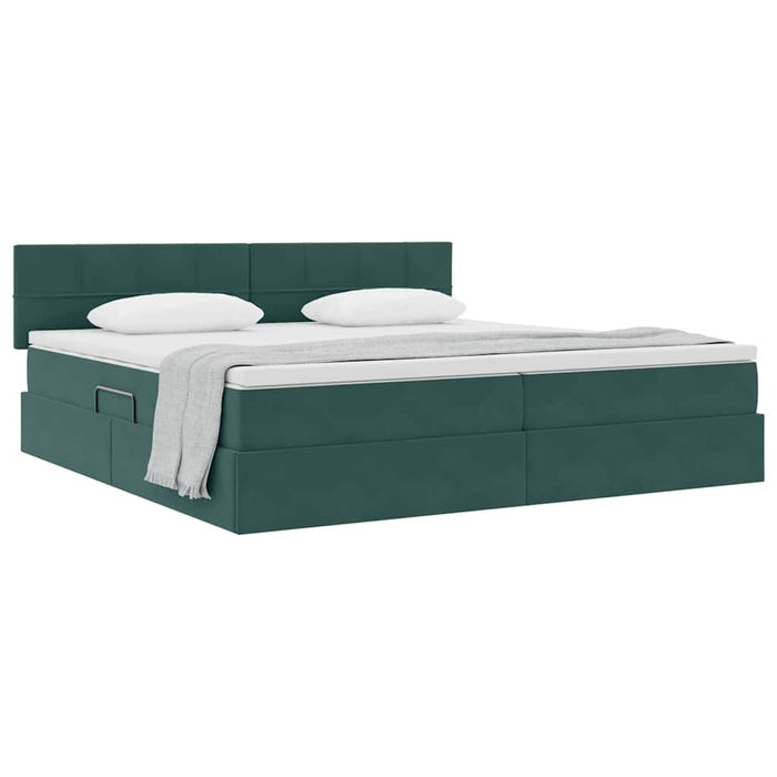Pat cu storage cu saltea Verde închis 200 x 200 cm Catifea - WALTI WALTI