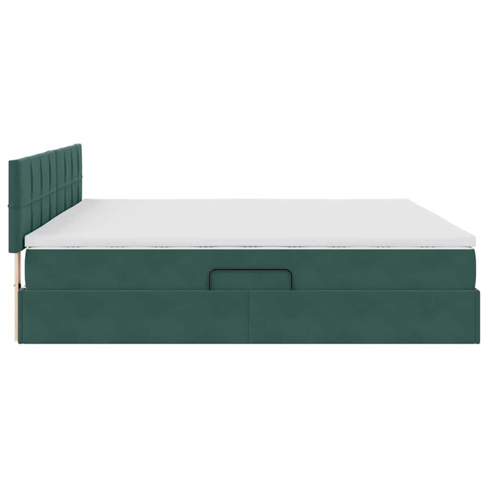 Pat cu storage cu saltea Verde închis 200 x 200 cm Catifea - WALTI WALTI