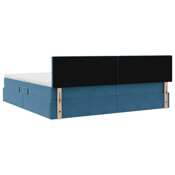 Pat cu storage cu saltea Albastru închis 200 x 200 cm Catifea - WALTI WALTI