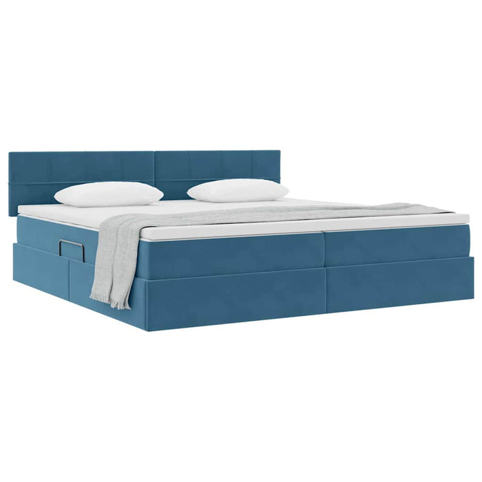 Pat cu storage cu saltea Albastru închis 200 x 200 cm Catifea - WALTI WALTI