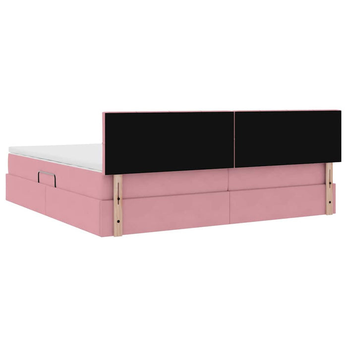 Pat cu storage cu saltea cu headboard Roz 200 x 200 cm Catifea - WALTI WALTI