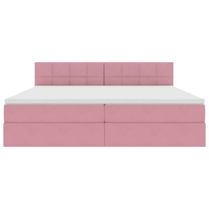 Pat cu storage cu saltea cu headboard Roz 200 x 200 cm Catifea - WALTI WALTI