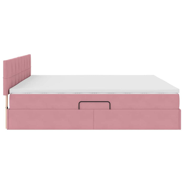 Pat cu storage cu saltea cu headboard Roz 200 x 200 cm Catifea - WALTI WALTI