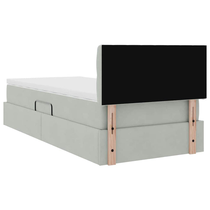 Pat cu storage cu saltea Gri deschis 90 x 190 cm Catifea - WALTI WALTI