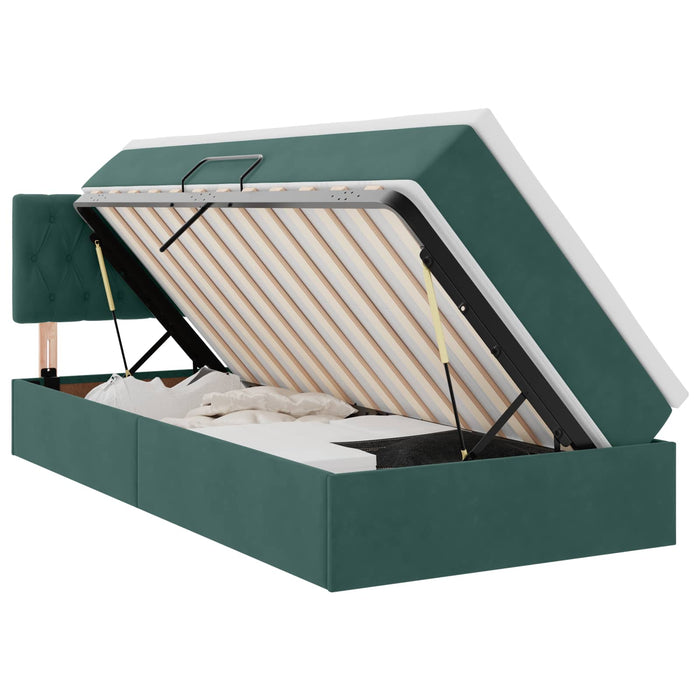 Pat cu storage cu saltea Verde închis 90 x 190 cm Catifea - WALTI WALTI