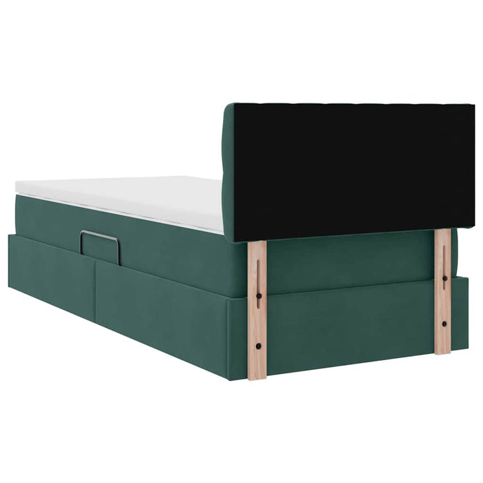 Pat cu storage cu saltea Verde închis 90 x 190 cm Catifea - WALTI WALTI