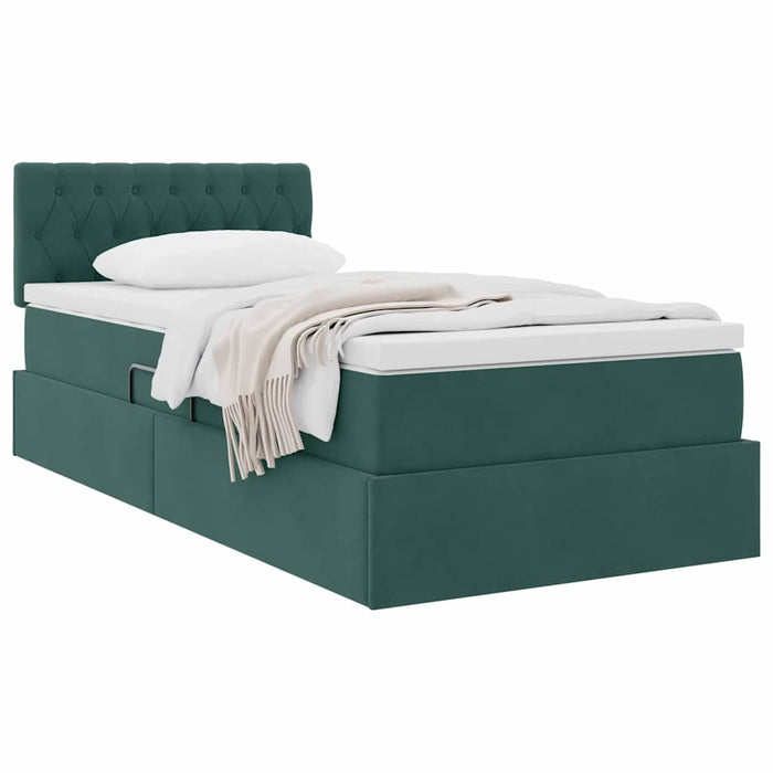 Pat cu storage cu saltea Verde închis 90 x 190 cm Catifea - WALTI WALTI
