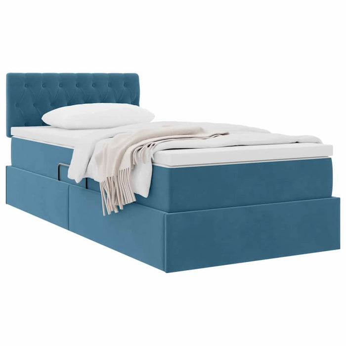 Pat cu storage cu saltea Albastru închis 90 x 190 cm Catifea - WALTI WALTI