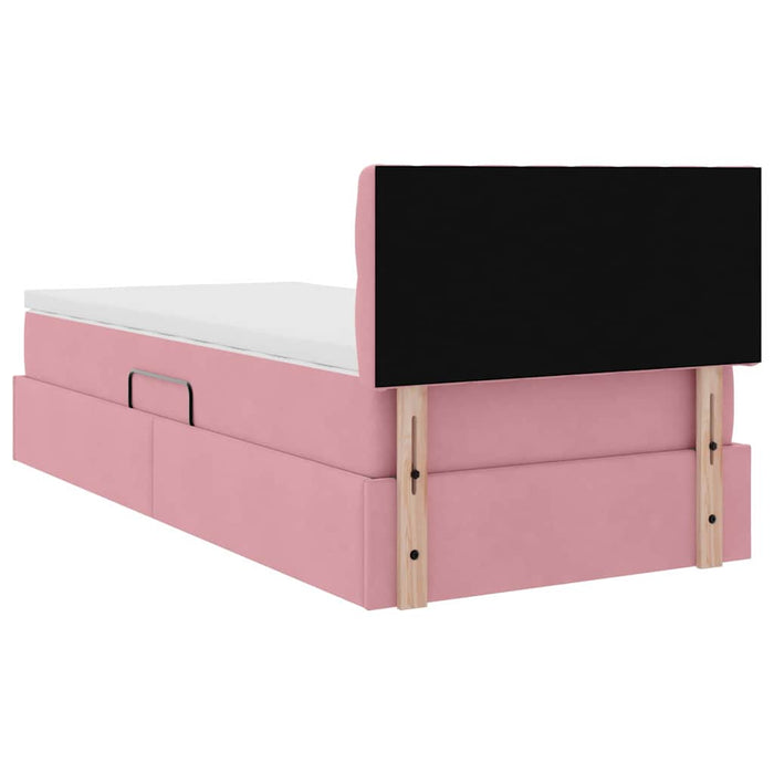 Pat cu storage cu saltea cu headboard Roz 90 x 190 cm Catifea - WALTI WALTI
