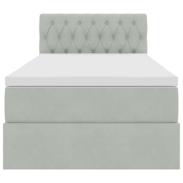 Pat cu storage cu saltea Gri deschis 90 x 200 cm Catifea - WALTI WALTI