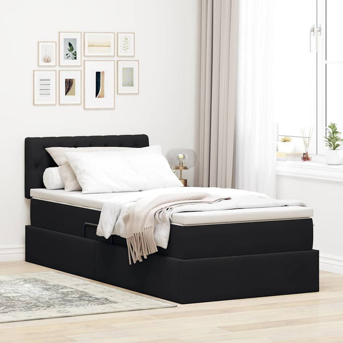 Pat cu storage cu saltea cu headboard Negru 90 x 200 cm Catifea - WALTI WALTI
