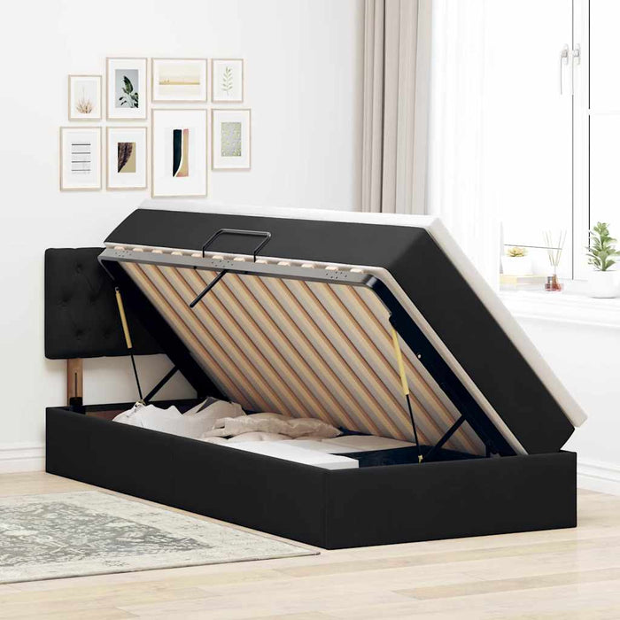 Pat cu storage cu saltea cu headboard Negru 90 x 200 cm Catifea - WALTI WALTI