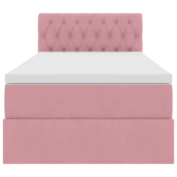 Pat cu storage cu saltea cu headboard Roz 90 x 200 cm Catifea - WALTI WALTI