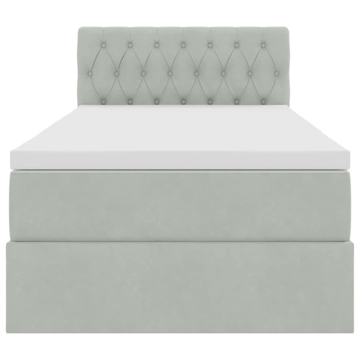 Pat cu storage cu saltea Gri deschis 100 x 200 cm Catifea - WALTI WALTI