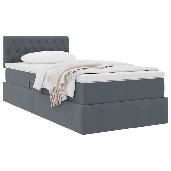 Pat cu storage cu saltea Gri închis 100 x 200 cm Catifea - WALTI WALTI