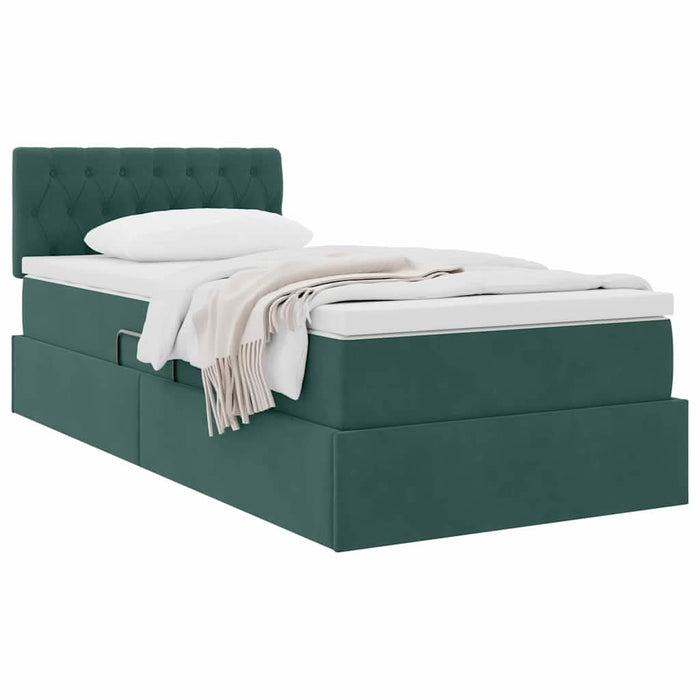 Pat cu storage cu saltea Verde închis 100 x 200 cm Catifea - WALTI WALTI