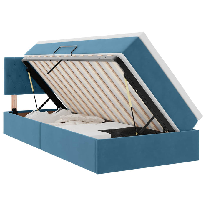 Pat cu storage cu saltea Albastru închis 100 x 200 cm Catifea - WALTI WALTI