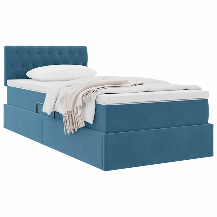 Pat cu storage cu saltea Albastru închis 100 x 200 cm Catifea - WALTI WALTI