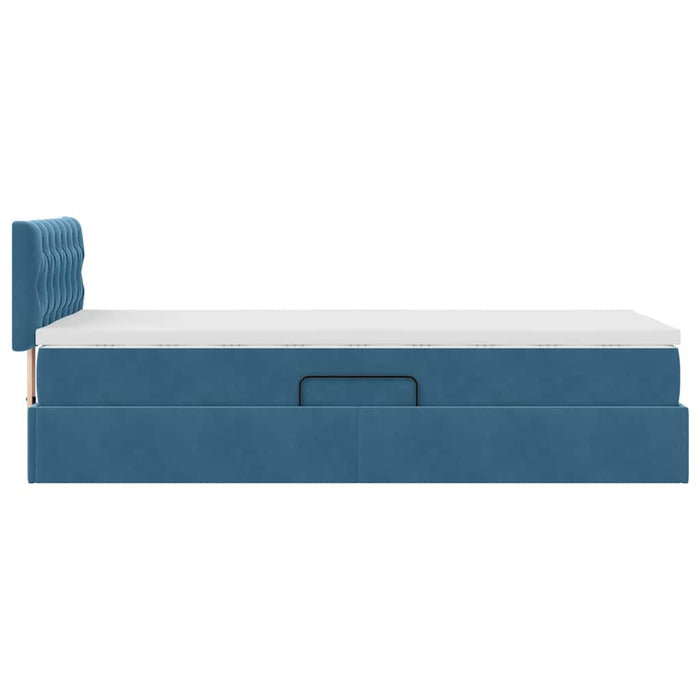 Pat cu storage cu saltea Albastru închis 100 x 200 cm Catifea - WALTI WALTI