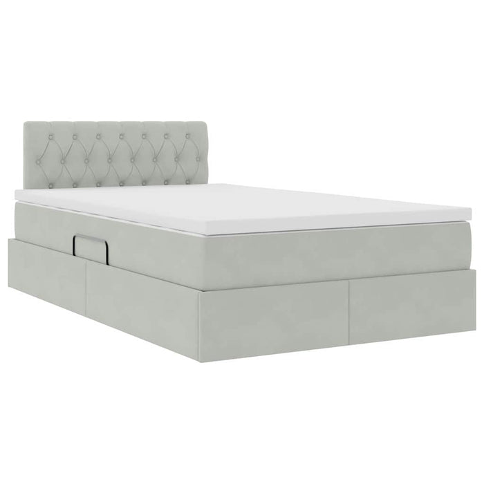 Pat cu storage cu saltea Gri deschis 120 x 190 cm Catifea - WALTI WALTI