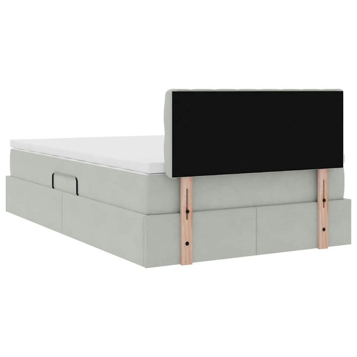 Pat cu storage cu saltea Gri deschis 120 x 190 cm Catifea - WALTI WALTI
