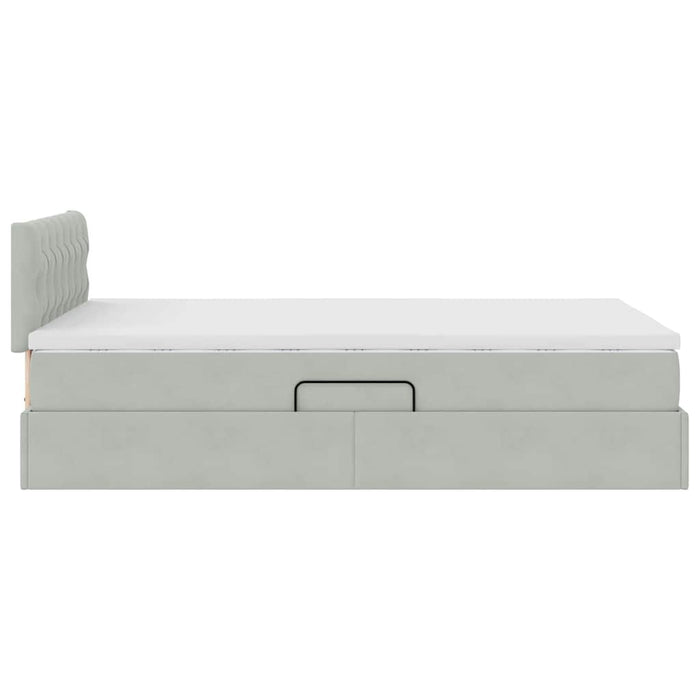 Pat cu storage cu saltea Gri deschis 120 x 190 cm Catifea - WALTI WALTI