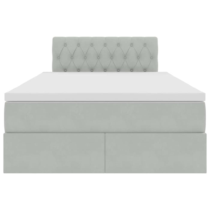 Pat cu storage cu saltea Gri deschis 120 x 200 cm Catifea - WALTI WALTI