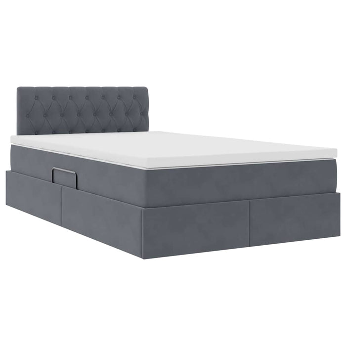 Pat cu storage cu saltea Gri închis 120 x 200 cm Catifea - WALTI WALTI