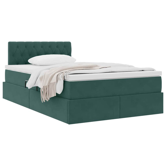 Pat cu storage cu saltea Verde închis 120 x 200 cm Catifea - WALTI WALTI