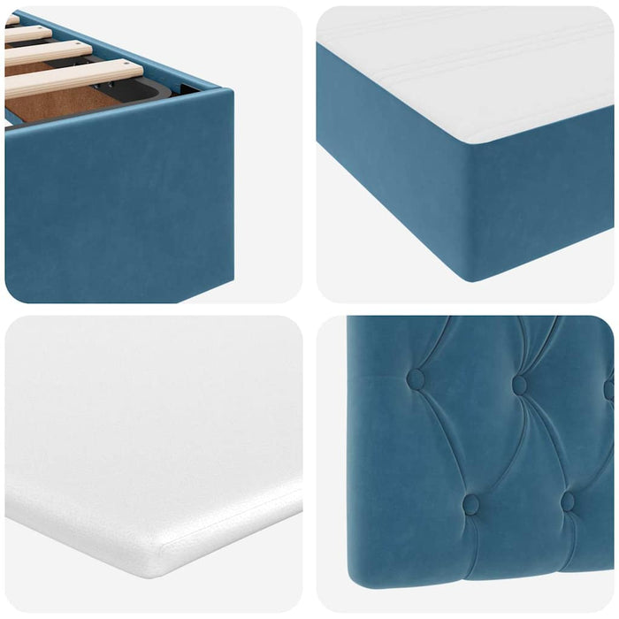 Pat cu storage cu saltea Albastru închis 120 x 200 cm Catifea - WALTI WALTI