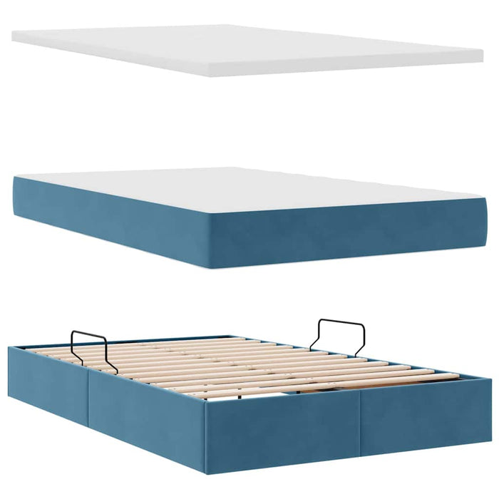 Pat cu storage cu saltea Albastru închis 120 x 200 cm Catifea - WALTI WALTI