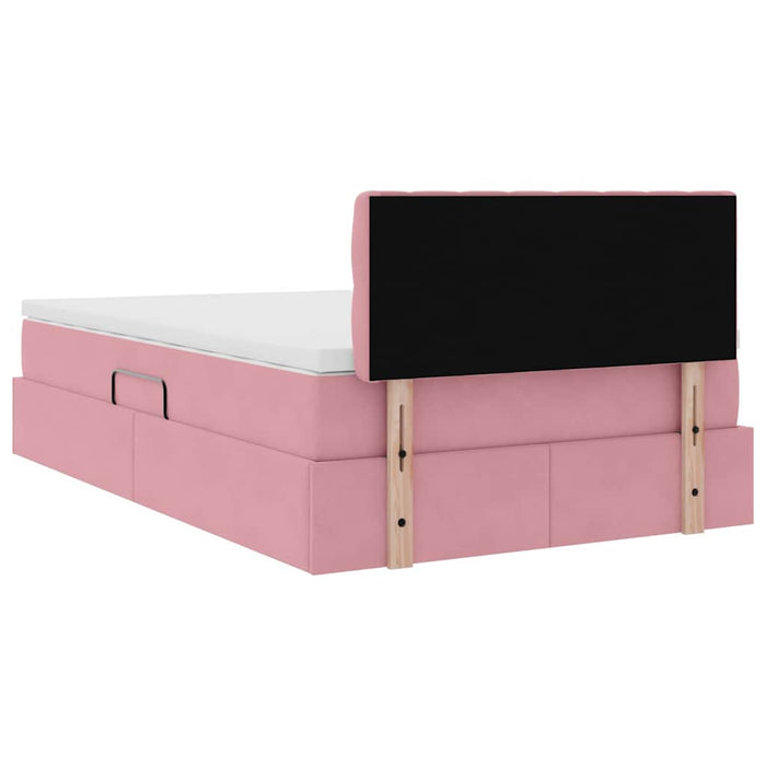 Pat cu storage cu saltea cu headboard Roz 120 x 200 cm Catifea - WALTI WALTI