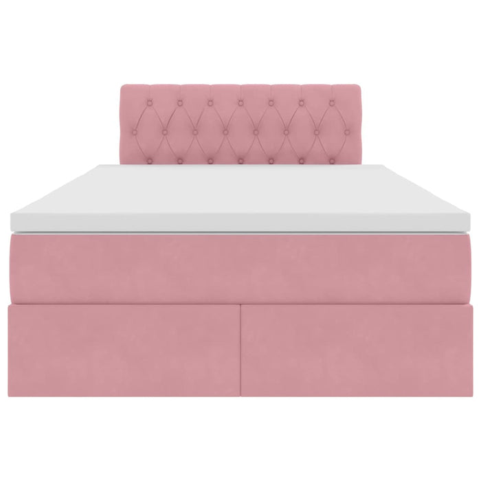 Pat cu storage cu saltea cu headboard Roz 120 x 200 cm Catifea - WALTI WALTI