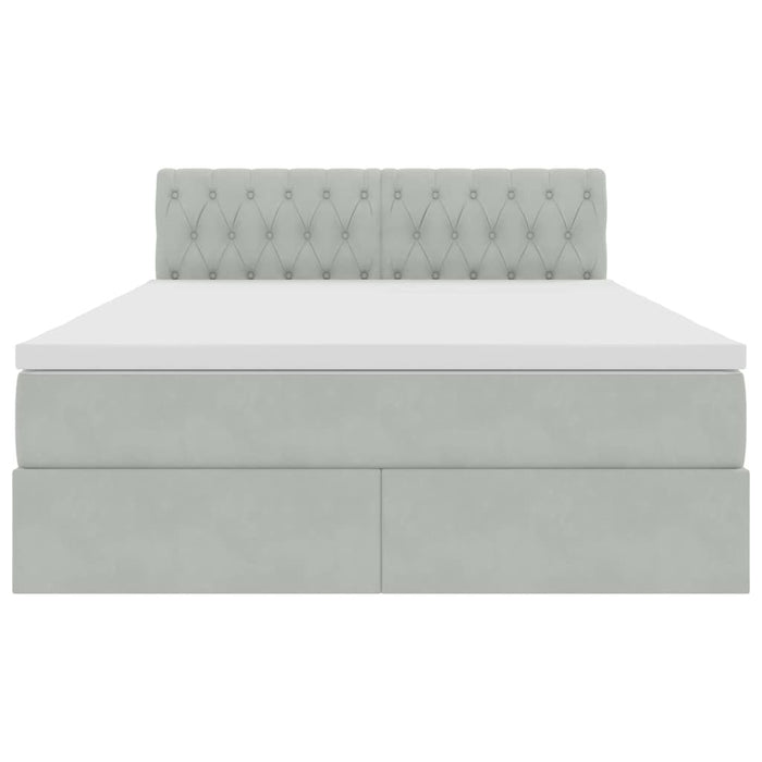 Pat cu storage cu saltea Gri deschis 140 x 190 cm Catifea - WALTI WALTI
