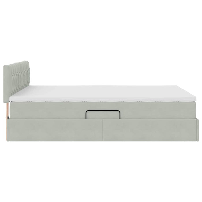 Pat cu storage cu saltea Gri deschis 140 x 190 cm Catifea - WALTI WALTI