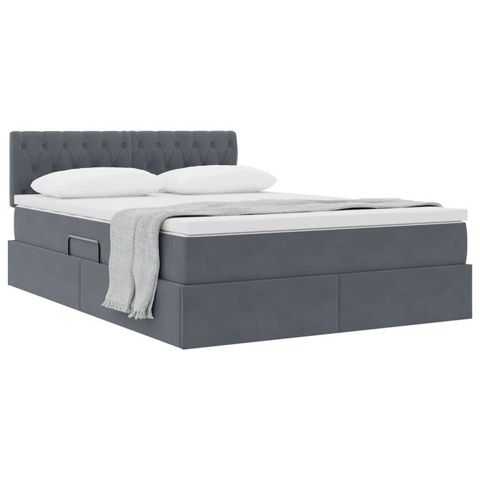 Pat cu storage cu saltea Gri închis 140 x 190 cm Catifea - WALTI WALTI