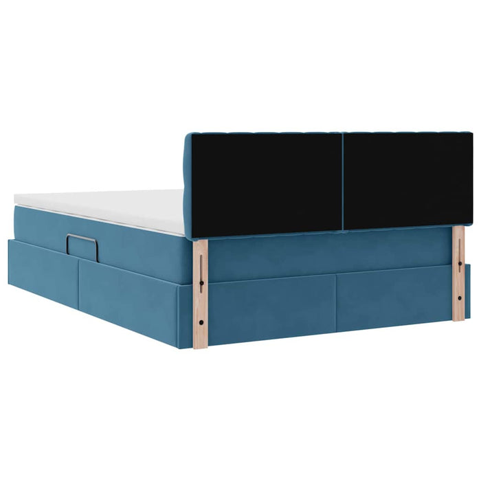 Pat cu storage cu saltea Albastru închis 140 x 190 cm Catifea - WALTI WALTI