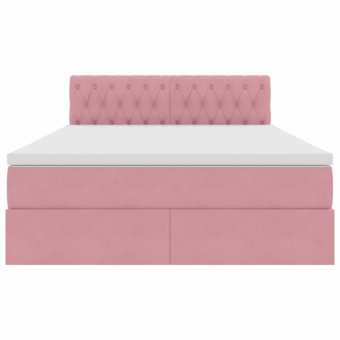 Pat cu storage cu saltea cu headboard Roz 140 x 190 cm Catifea - WALTI WALTI