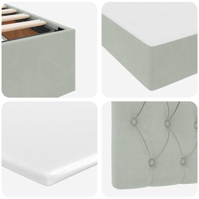 Pat cu storage cu saltea Gri deschis 140 x 200 cm Catifea - WALTI WALTI