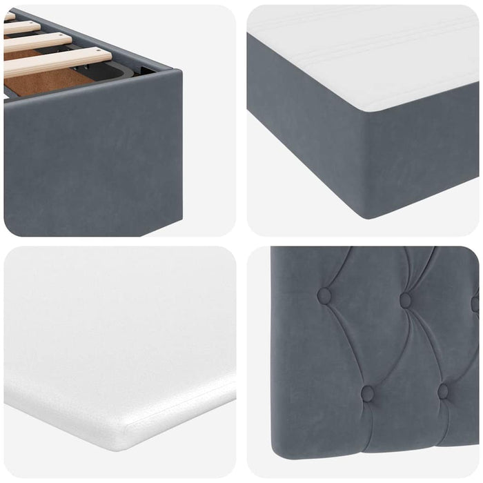 Pat cu storage cu saltea Gri închis 140 x 200 cm Catifea - WALTI WALTI