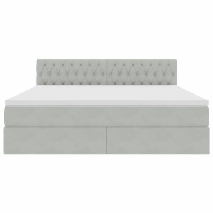 Pat cu storage cu saltea Gri deschis 180 x 200 cm Catifea - WALTI WALTI