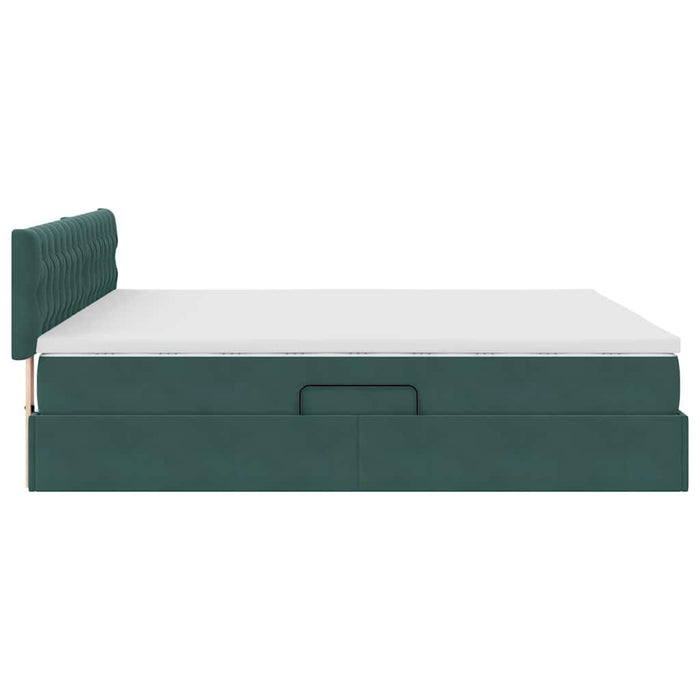 Pat cu storage cu saltea Verde închis 180 x 200 cm Catifea - WALTI WALTI