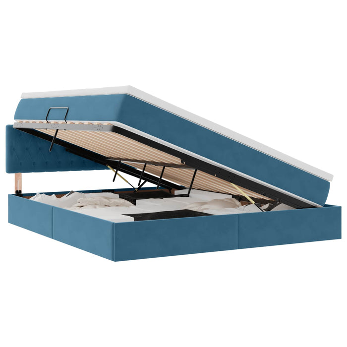 Pat cu storage cu saltea Albastru închis 180 x 200 cm Catifea - WALTI WALTI