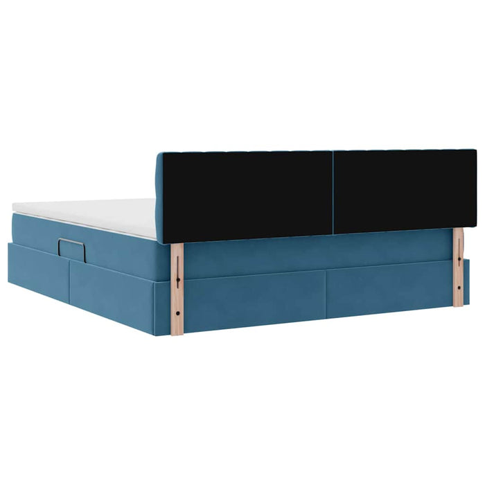 Pat cu storage cu saltea Albastru închis 180 x 200 cm Catifea - WALTI WALTI