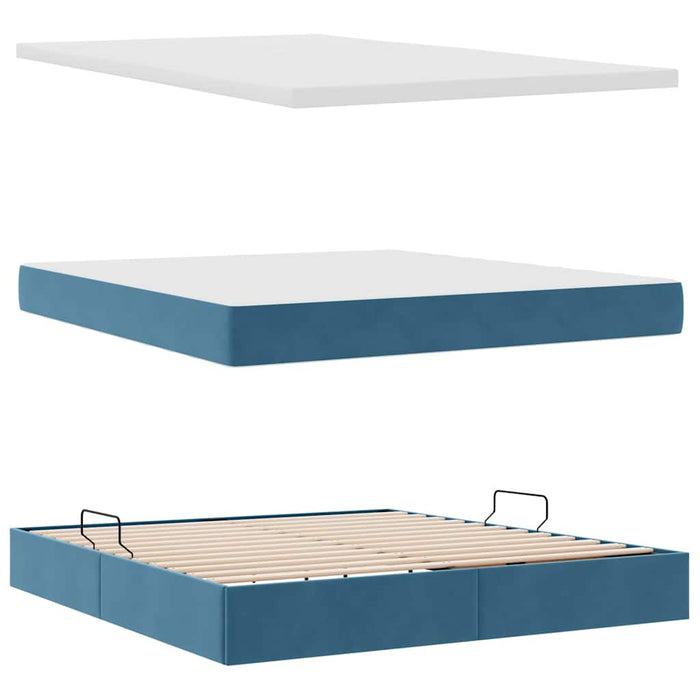 Pat cu storage cu saltea Albastru închis 180 x 200 cm Catifea - WALTI WALTI