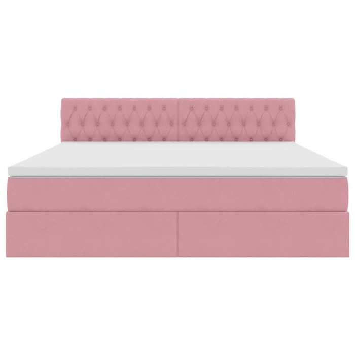 Pat cu storage cu saltea cu headboard Roz 180 x 200 cm Catifea - WALTI WALTI
